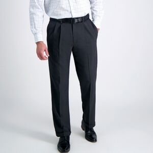 Hagar No Iron Pleated Cuffed Hem Black Dress Pants Size 36x34